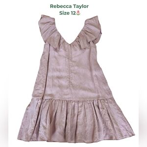NWT Rebecca Taylor Dark Lilac Ruffle Dress Size 12